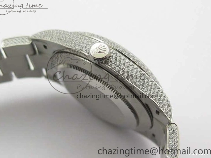 0224 Practical DateJust 41 126334 904 Full Paved Diamonds BP Maker Best Edition Silver Dial on Oyster Bracelet A 2542